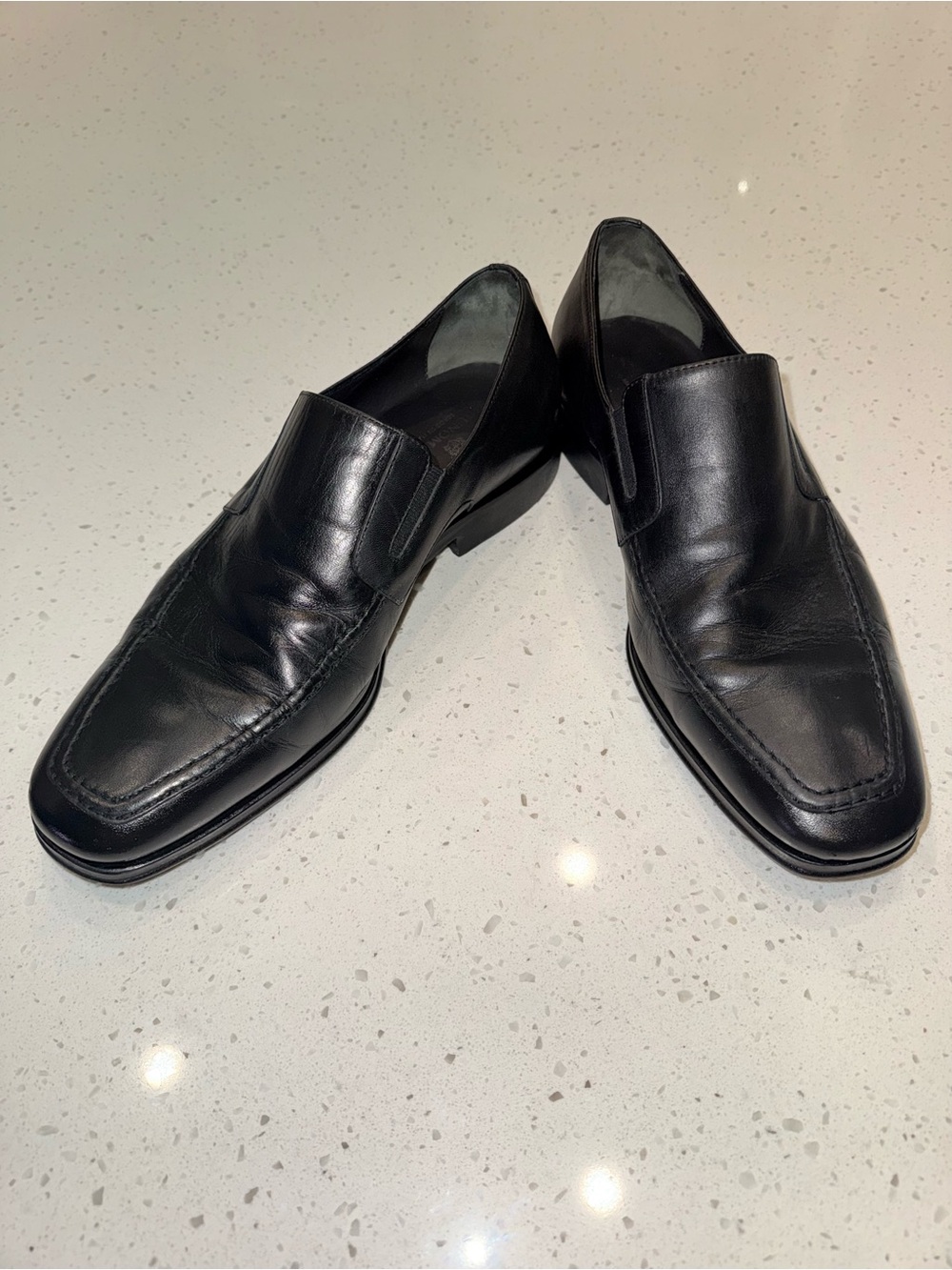 Bruno Magli Black Leather Slip-On Loafers